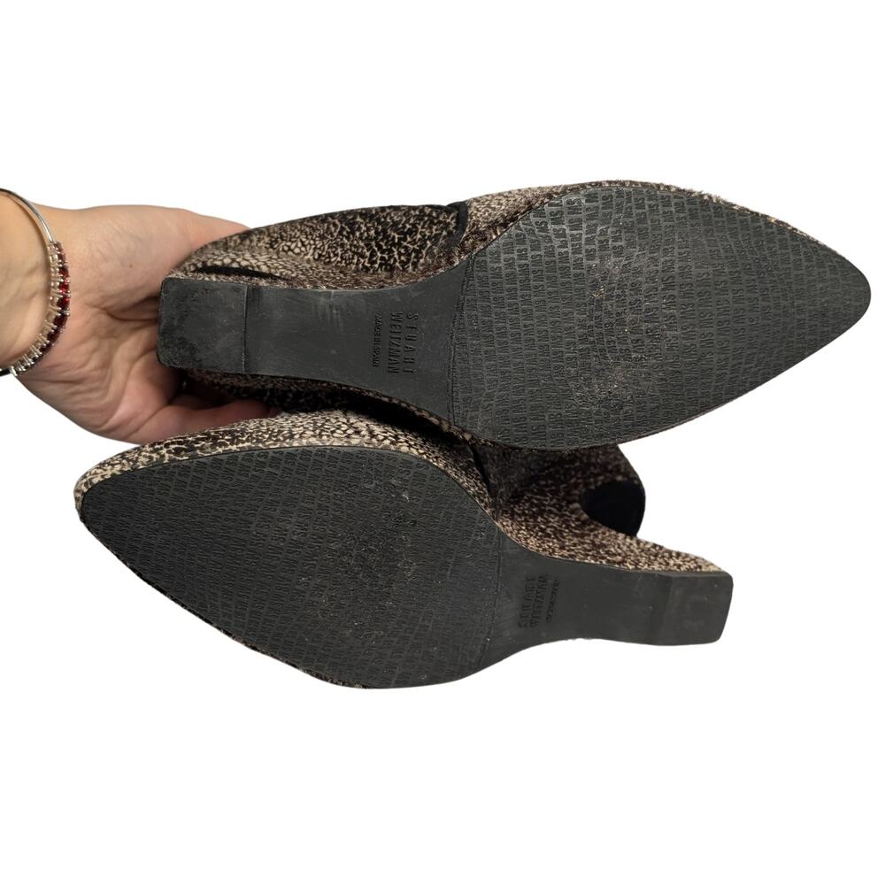 Stuart Weitzman Calf Hair Wedge Booties Sculptural Heel - Picture 6 of 8